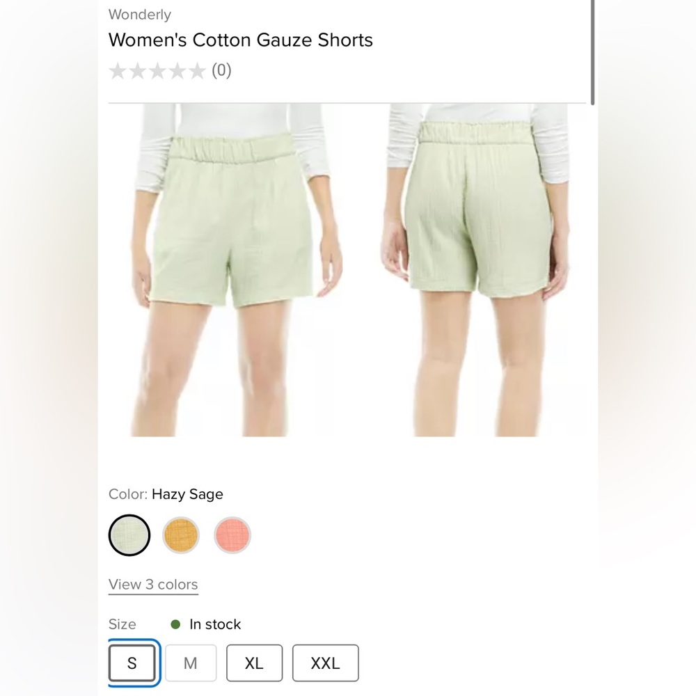 New w/ Tags Women's Wonderly High Waist Cotton Gauze Shorts Sz S Hazy Sage Color - Picture 6 of 9